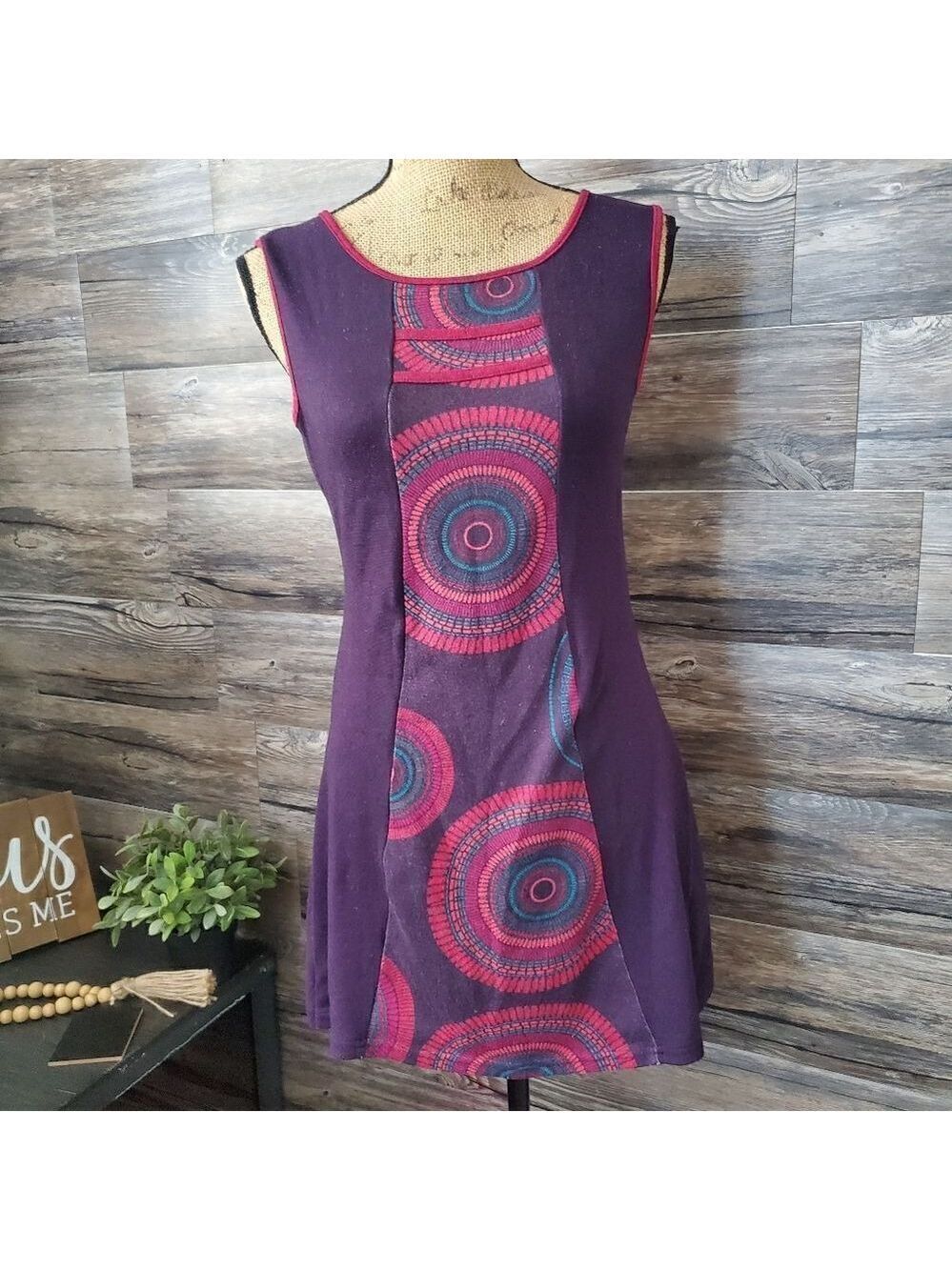 Keawa Purple and Pink Floral Sleeveless Dress Small